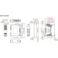 Zeichnung des SDS-3010-2GTXSFP Layer 2 Managed Smart Switch von Moxa
